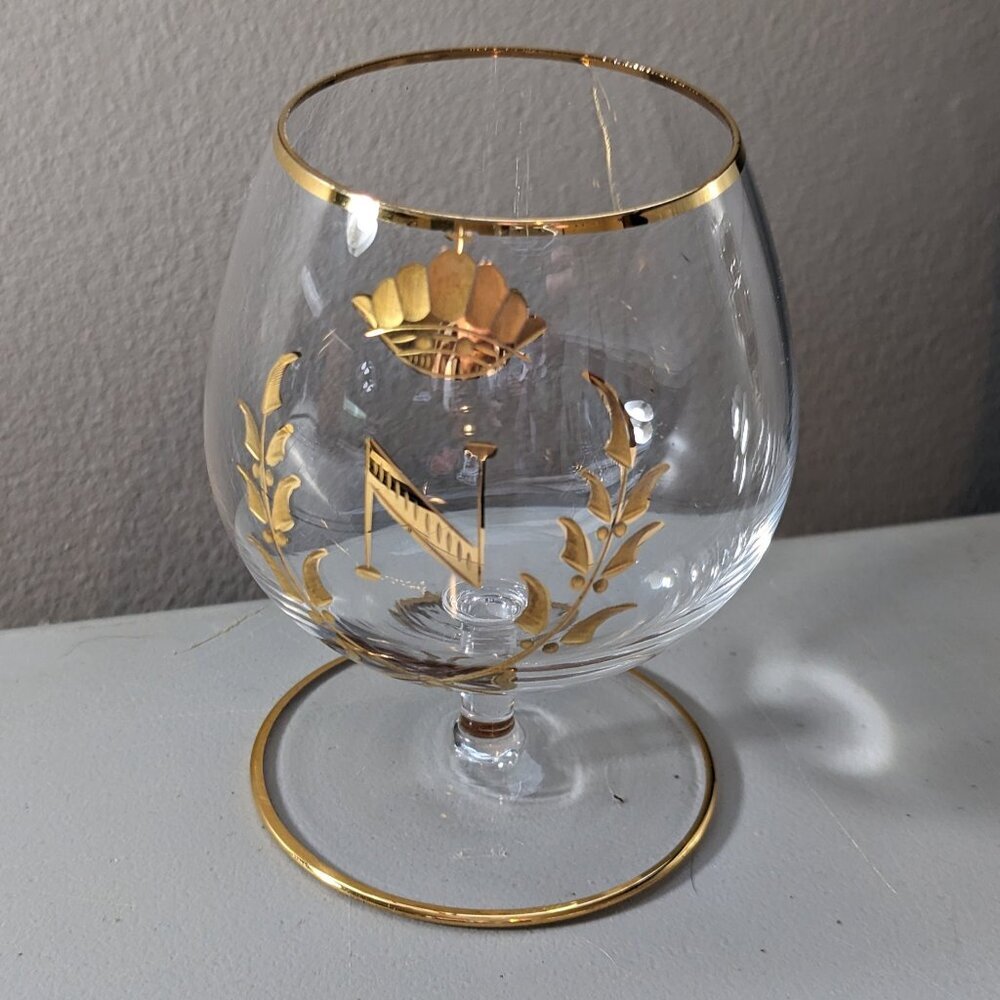 Vintage Napoleon Brandy / Cognac single drinking glass, French Empire gilded